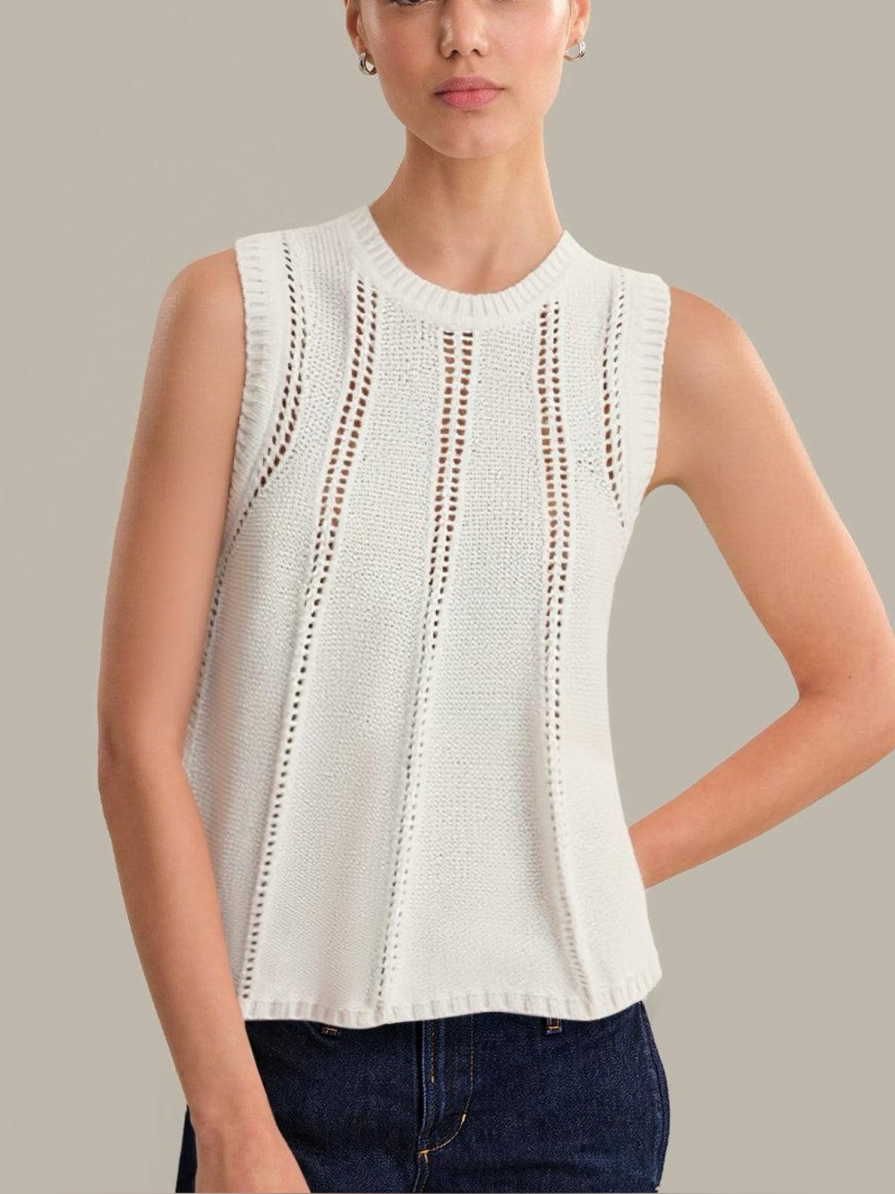 NWT 525 America Leni Pointelle Cotton Sweater Vest S